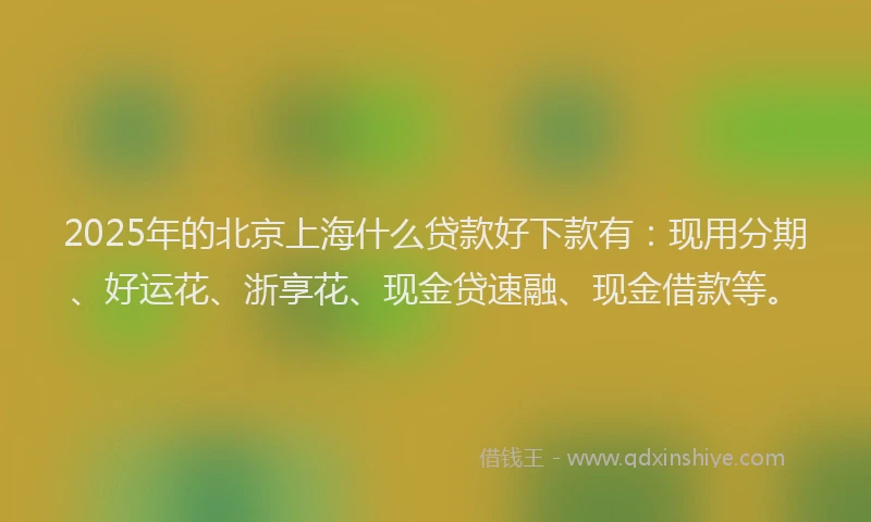 2025年的北京上海什么贷款好下款有：现用分期、好运花、浙享花、现金贷速融、现金借款等。