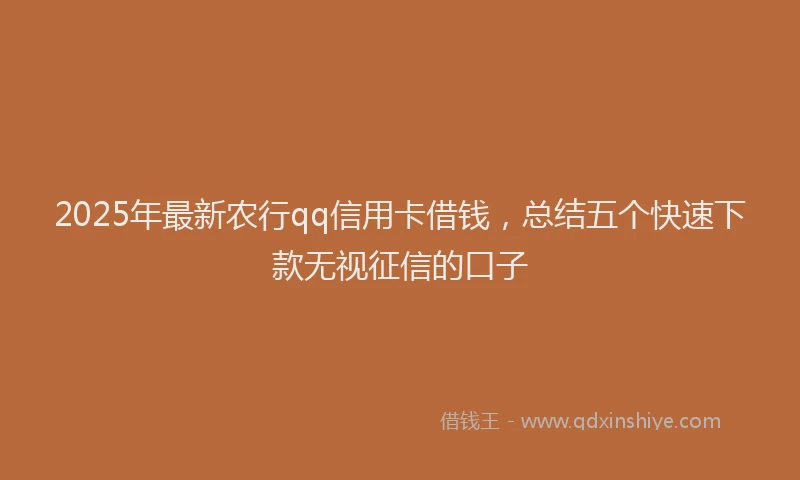 2025年最新农行qq信用卡借钱，总结五个快速下款无视征信的口子