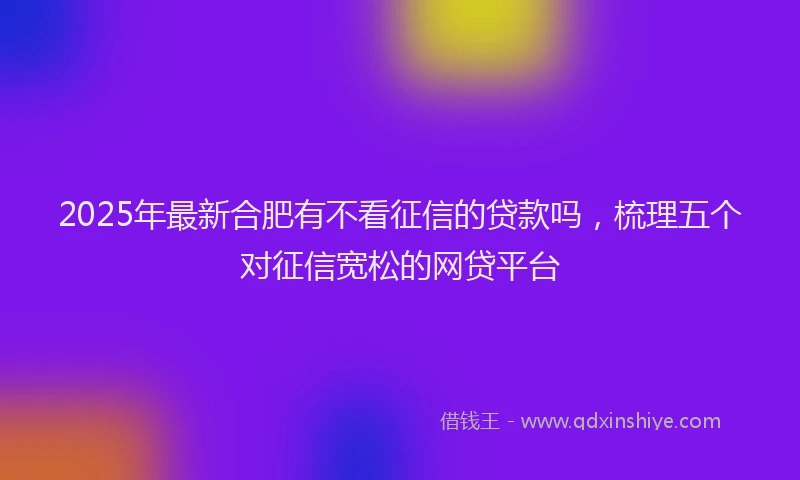 2025年最新合肥有不看征信的贷款吗，梳理五个对征信宽松的网贷平台