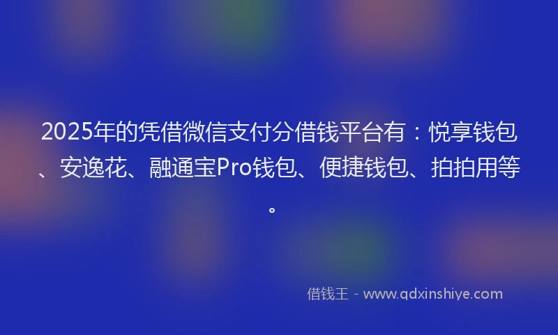 2025年的凭借微信支付分借钱平台有：悦享钱包、安逸花、融通宝Pro钱包、便捷钱包、拍拍用等。