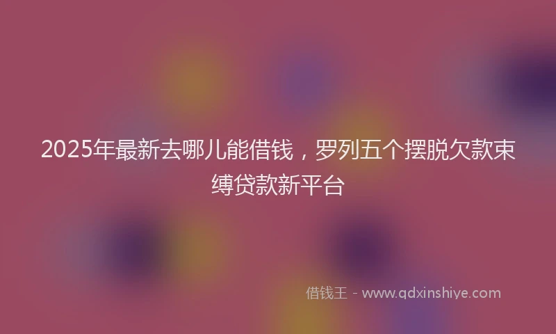 2025年最新去哪儿能借钱，罗列五个摆脱欠款束缚贷款新平台