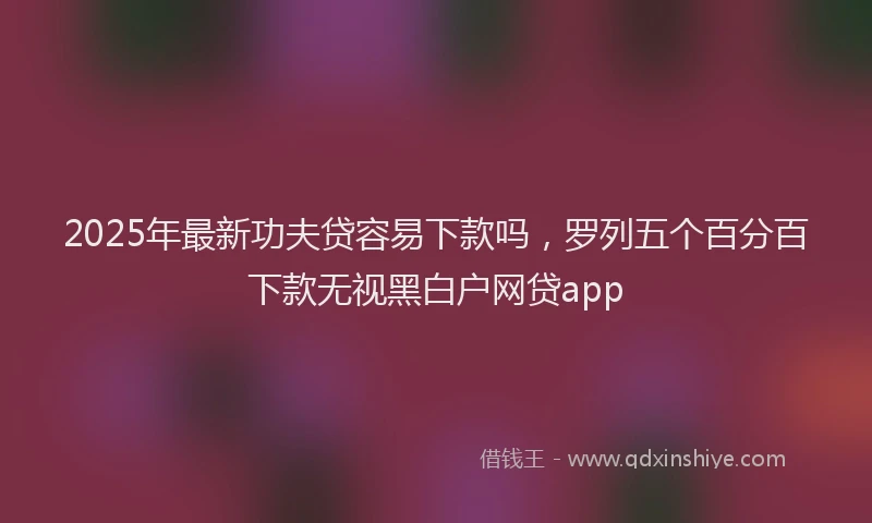 2025年最新功夫贷容易下款吗，罗列五个百分百下款无视黑白户网贷app