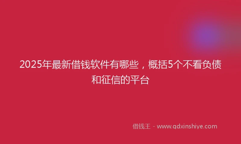 2025年最新借钱软件有哪些，概括5个不看负债和征信的平台