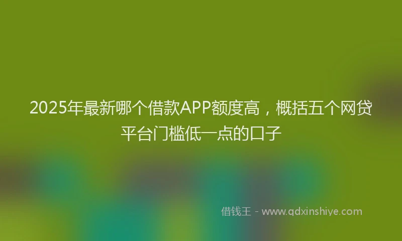 2025年最新哪个借款APP额度高，概括五个网贷平台门槛低一点的口子