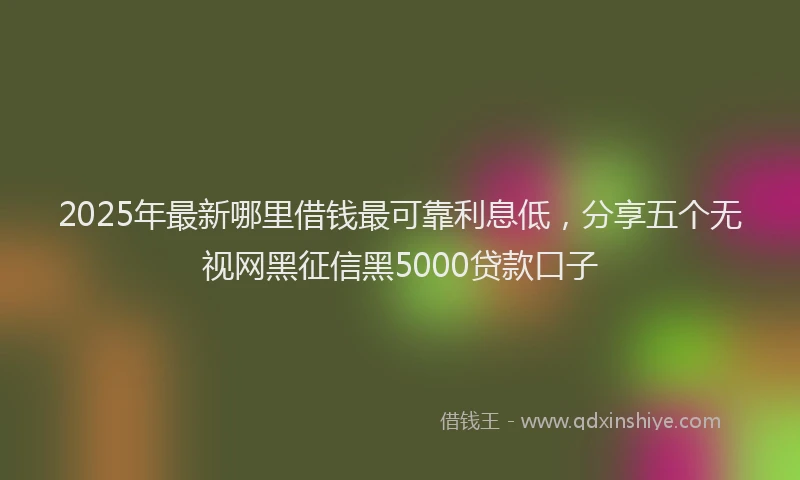 2025年最新哪里借钱最可靠利息低，分享五个无视网黑征信黑5000贷款口子