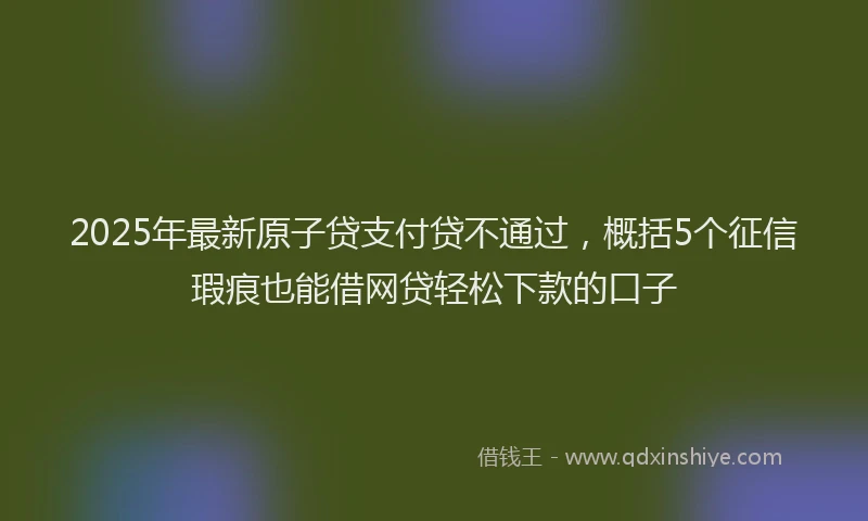 2025年最新原子贷支付贷不通过，概括5个征信瑕疵也能借网贷轻松下款的口子