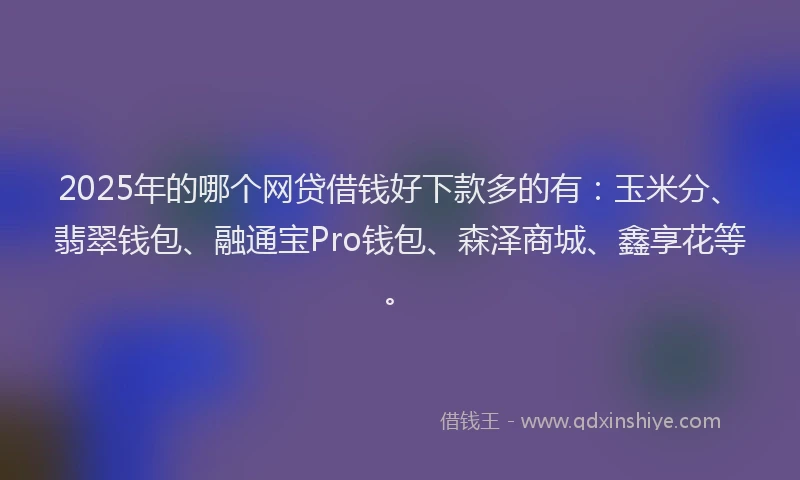 2025年的哪个网贷借钱好下款多的有：玉米分、翡翠钱包、融通宝Pro钱包、森泽商城、鑫享花等。