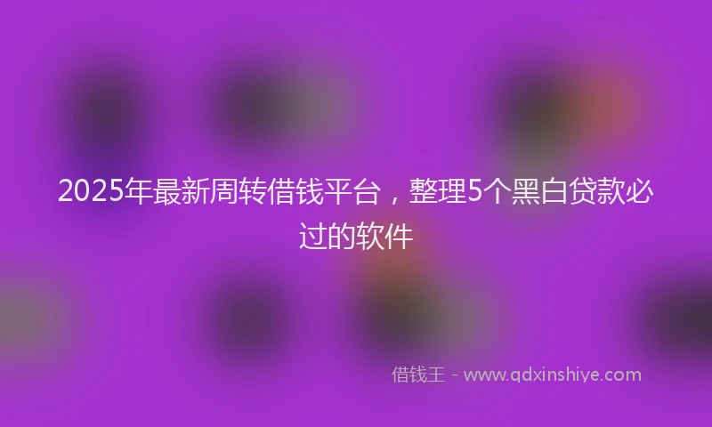 2025年最新周转借钱平台，整理5个黑白贷款必过的软件