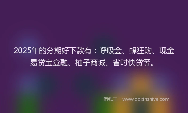 2025年的分期好下款有：呼吸金、蜂狂购、现金易贷宝盒融、柚子商城、省时快贷等。