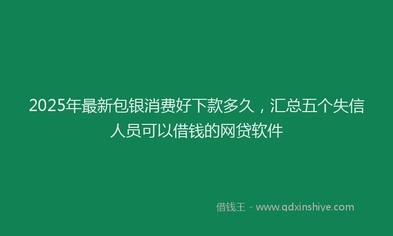 2025年最新包银消费好下款多久，汇总五个失信人员可以借钱的网贷软件