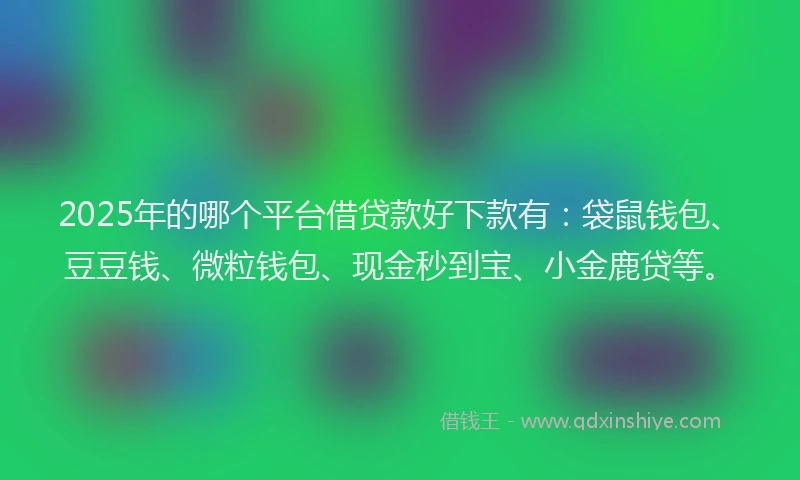2025年的哪个平台借贷款好下款有：袋鼠钱包、豆豆钱、微粒钱包、现金秒到宝、小金鹿贷等。