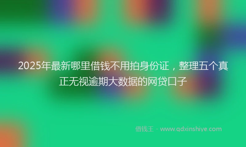 2025年最新哪里借钱不用拍身份证，整理五个真正无视逾期大数据的网贷口子