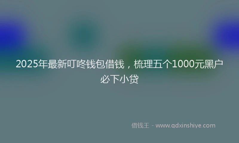2025年最新叮咚钱包借钱，梳理五个1000元黑户必下小贷