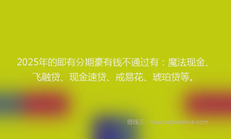 2025年的即有分期豪有钱不通过有：魔法现金、飞融贷、现金速贷、戒易花、琥珀贷等。