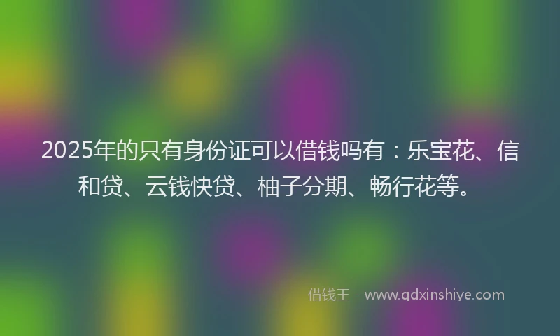 2025年的只有身份证可以借钱吗有：乐宝花、信和贷、云钱快贷、柚子分期、畅行花等。
