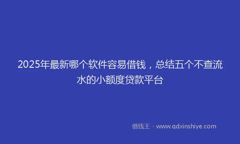 2025年最新哪个软件容易借钱，总结五个不查流水的小额度贷款平台