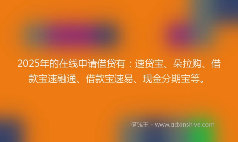 2025年的在线申请借贷有：速贷宝、朵拉购、借款宝速融通、借款宝速易、现金分期宝等。