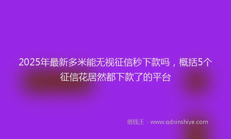 2025年最新多米能无视征信秒下款吗，概括5个征信花居然都下款了的平台