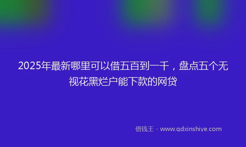 2025年最新哪里可以借五百到一千，盘点五个无视花黑烂户能下款的网贷