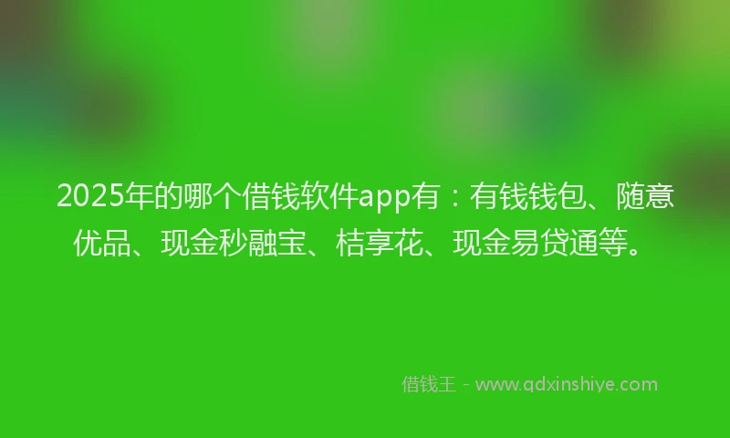 2025年的哪个借钱软件app有：有钱钱包、随意优品、现金秒融宝、桔享花、现金易贷通等。