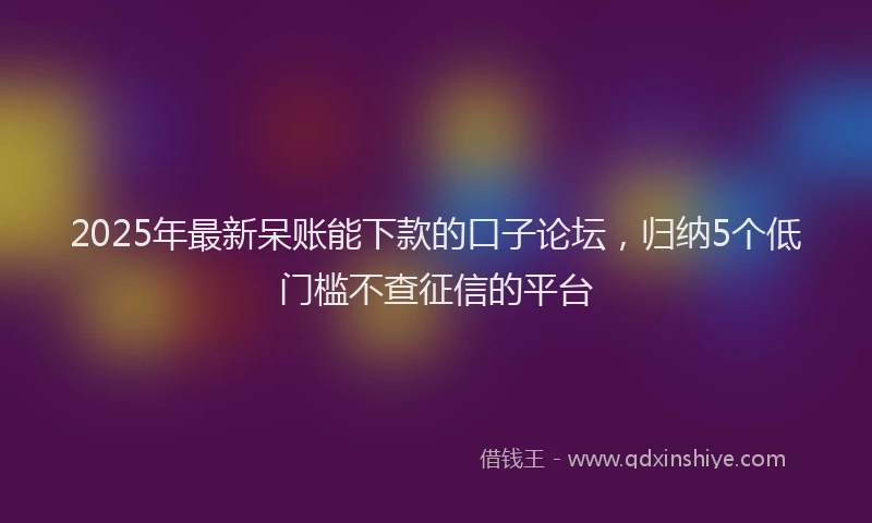 2025年最新呆账能下款的口子论坛，归纳5个低门槛不查征信的平台