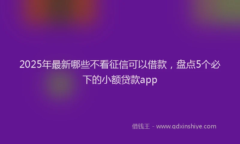 2025年最新哪些不看征信可以借款，盘点5个必下的小额贷款app