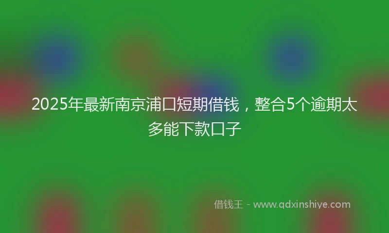2025年最新南京浦口短期借钱，整合5个逾期太多能下款口子