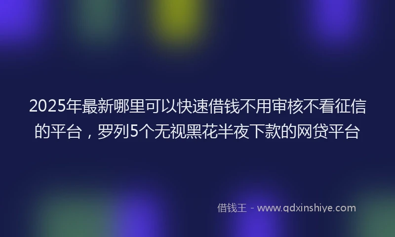 2025年最新哪里可以快速借钱不用审核不看征信的平台，罗列5个无视黑花半夜下款的网贷平台