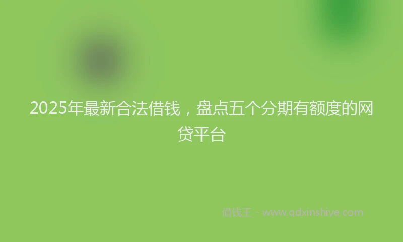 2025年最新合法借钱，盘点五个分期有额度的网贷平台