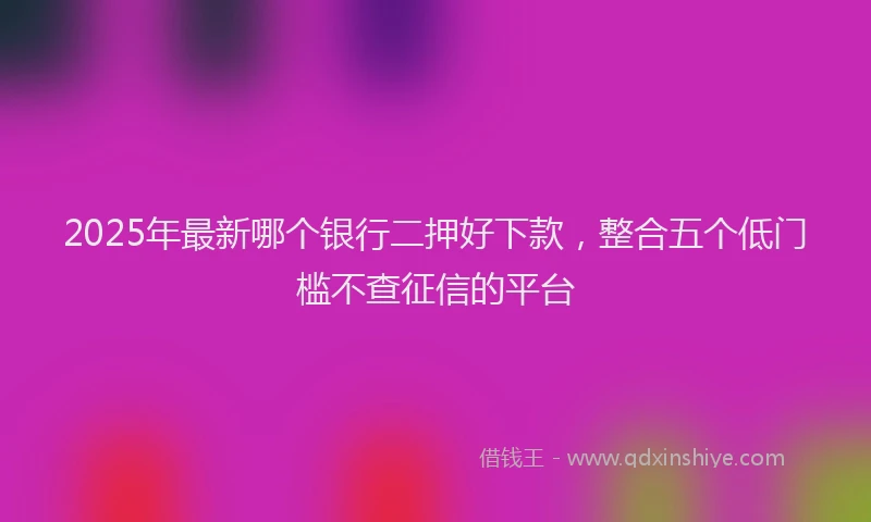 2025年最新哪个银行二押好下款，整合五个低门槛不查征信的平台