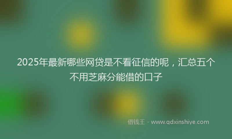 2025年最新哪些网贷是不看征信的呢，汇总五个不用芝麻分能借的口子