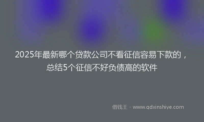 2025年最新哪个贷款公司不看征信容易下款的，总结5个征信不好负债高的软件