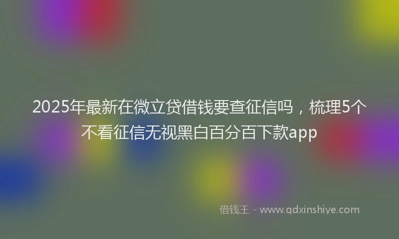 2025年最新在微立贷借钱要查征信吗，梳理5个不看征信无视黑白百分百下款app