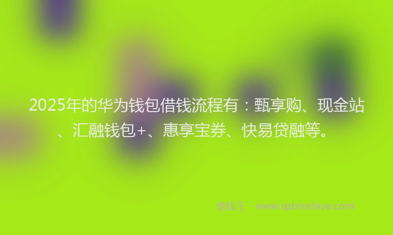 2025年的华为钱包借钱流程有：甄享购、现金站、汇融钱包+、惠享宝券、快易贷融等。