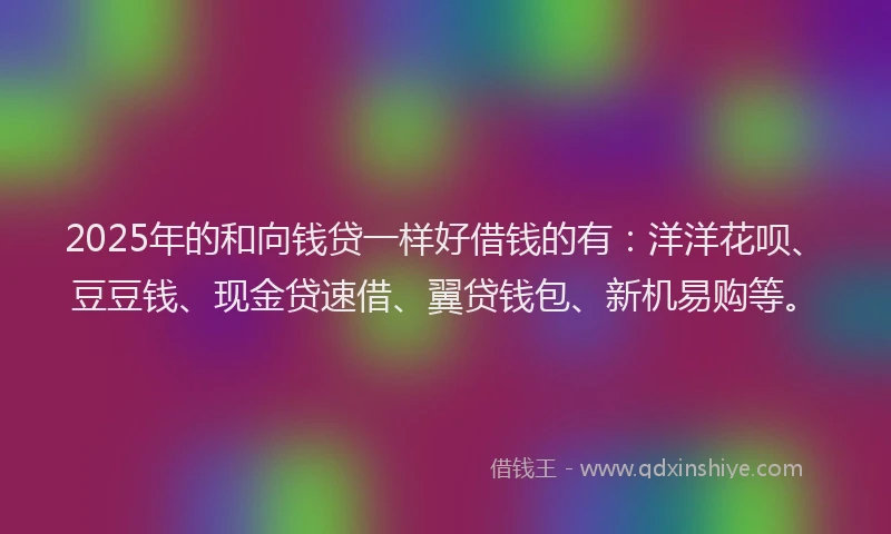 2025年的和向钱贷一样好借钱的有：洋洋花呗、豆豆钱、现金贷速借、翼贷钱包、新机易购等。
