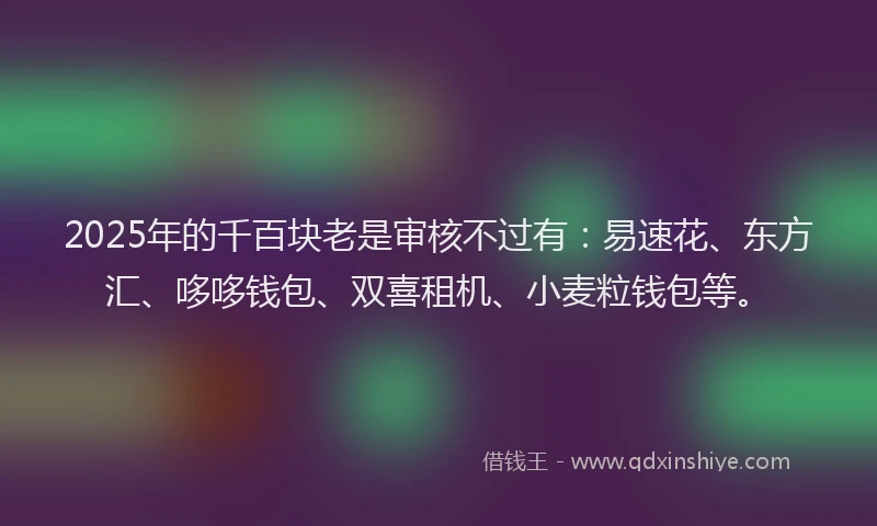 2025年的千百块老是审核不过有：易速花、东方汇、哆哆钱包、双喜租机、小麦粒钱包等。