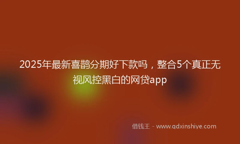 2025年最新喜鹊分期好下款吗，整合5个真正无视风控黑白的网贷app