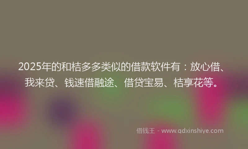 2025年的和桔多多类似的借款软件有：放心借、我来贷、钱速借融途、借贷宝易、桔享花等。