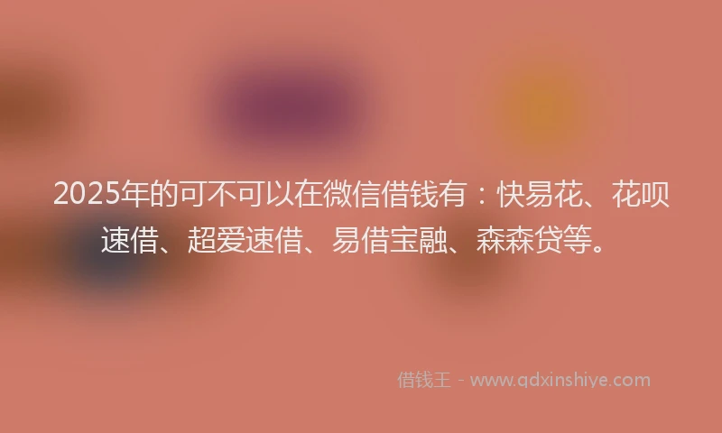2025年的可不可以在微信借钱有：快易花、花呗速借、超爱速借、易借宝融、森森贷等。