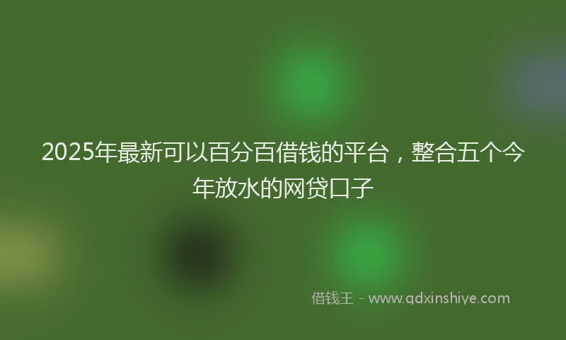 2025年最新可以百分百借钱的平台，整合五个今年放水的网贷口子