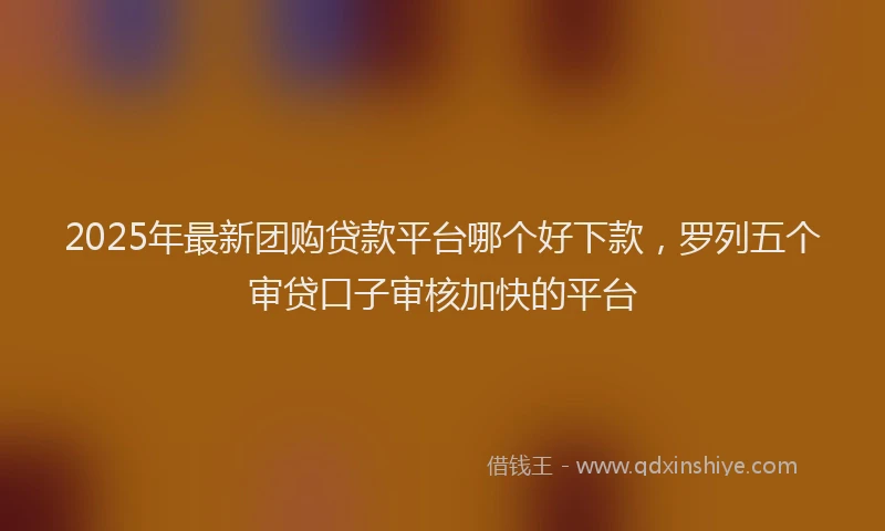2025年最新团购贷款平台哪个好下款，罗列五个审贷口子审核加快的平台