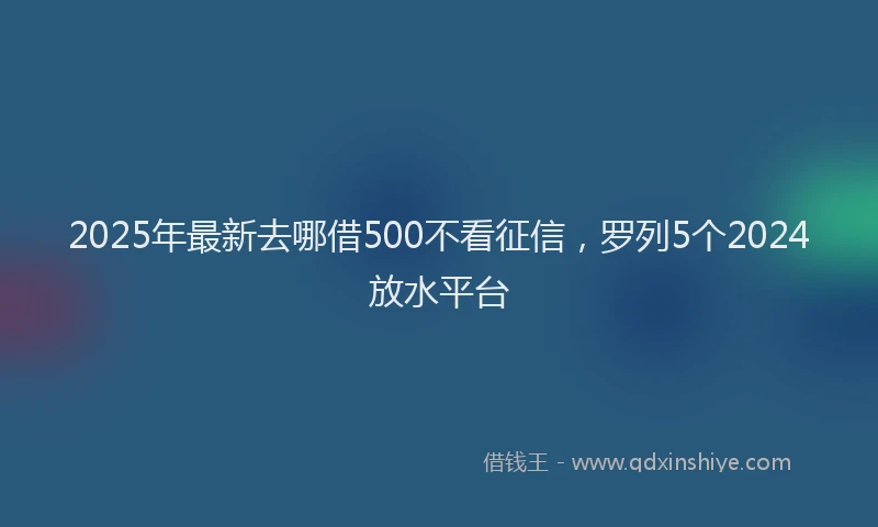 2025年最新去哪借500不看征信，罗列5个2024放水平台