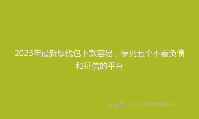 2025年最新厚钱包下款容易，罗列五个不看负债和征信的平台