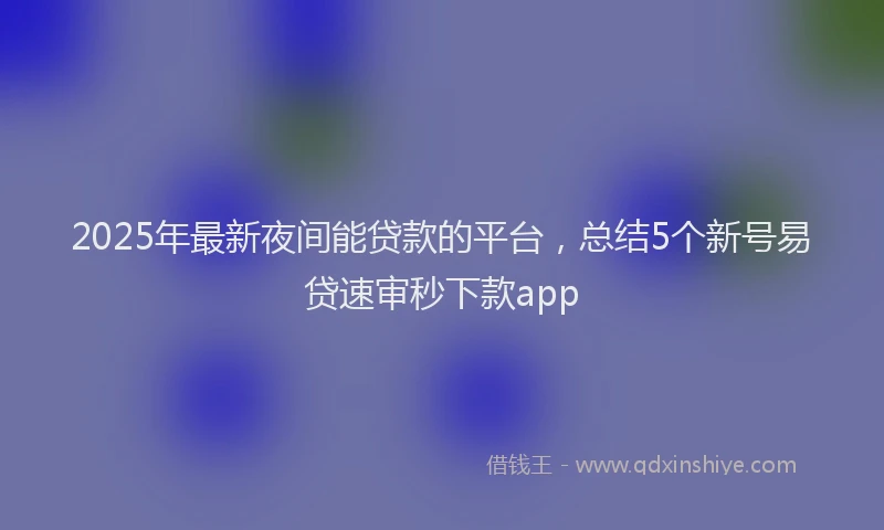 2025年最新夜间能贷款的平台，总结5个新号易贷速审秒下款app