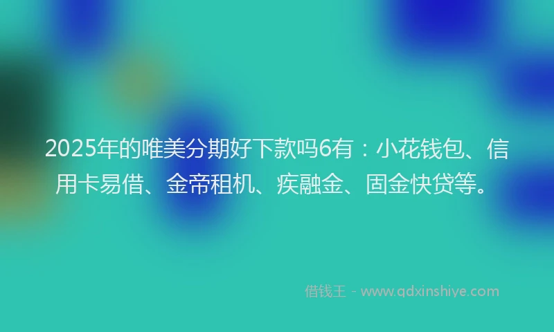 2025年的唯美分期好下款吗6有：小花钱包、信用卡易借、金帝租机、疾融金、固金快贷等。