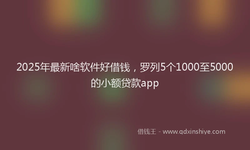 2025年最新啥软件好借钱，罗列5个1000至5000的小额贷款app