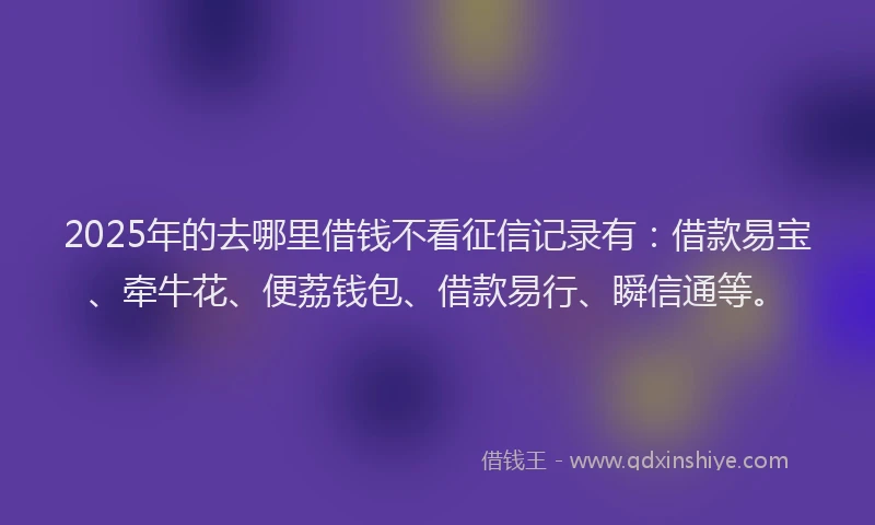 2025年的去哪里借钱不看征信记录有：借款易宝、牵牛花、便荔钱包、借款易行、瞬信通等。