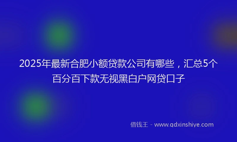 2025年最新合肥小额贷款公司有哪些，汇总5个百分百下款无视黑白户网贷口子