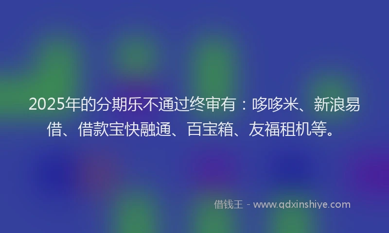 2025年的分期乐不通过终审有：哆哆米、新浪易借、借款宝快融通、百宝箱、友福租机等。