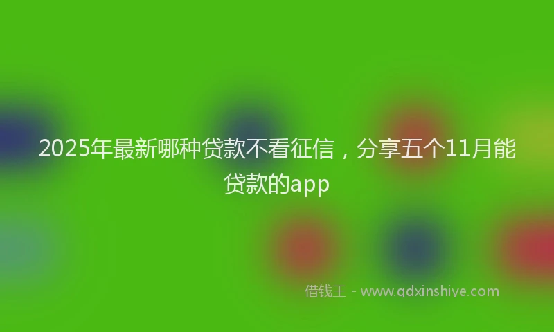2025年最新哪种贷款不看征信，分享五个11月能贷款的app